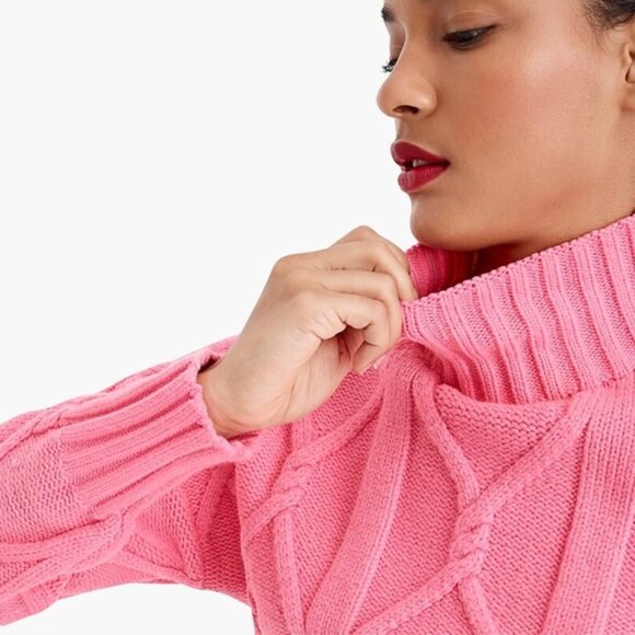 J.Crew Collection Cable Mock Neck Pink Sweater - Picture 4 of 8